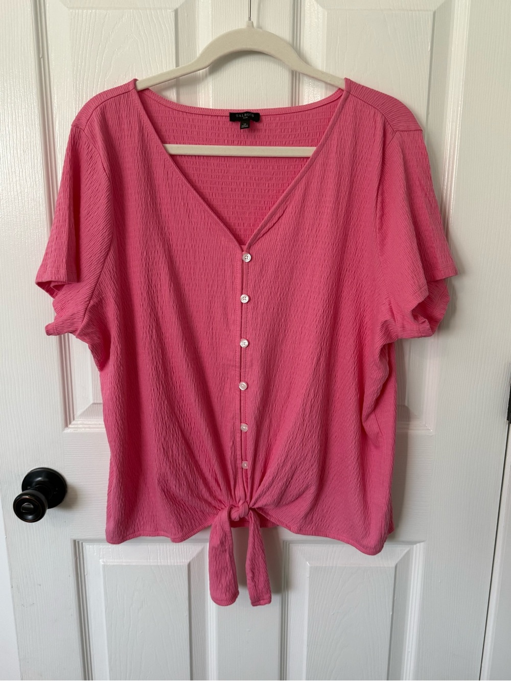 Talbots Pink Front Tie Blouse 1X